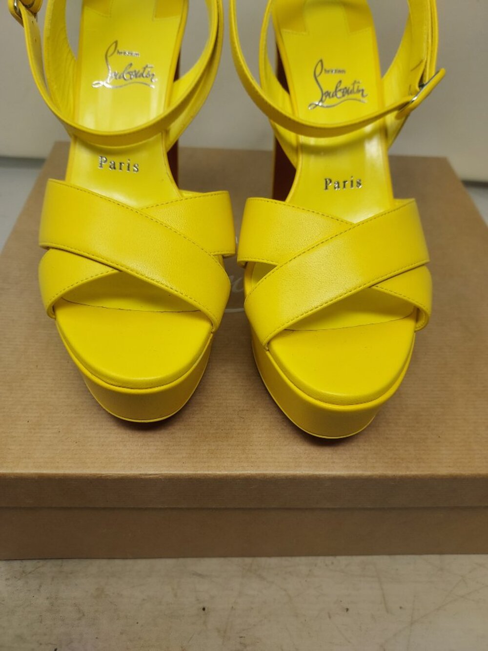 Christian Louboutin Yellow Strappy Supramariza Platform Sandal - Picture 8 of 11
